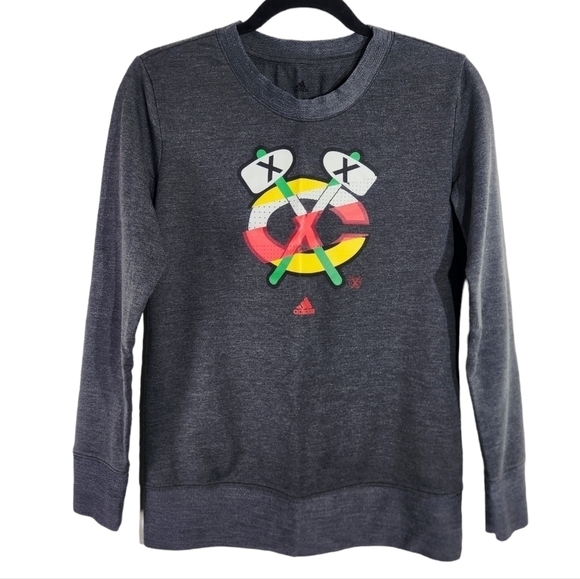Adidas Chicago Blackhawks Gray Sweatshirt Womens Small - Picture 1 of 9